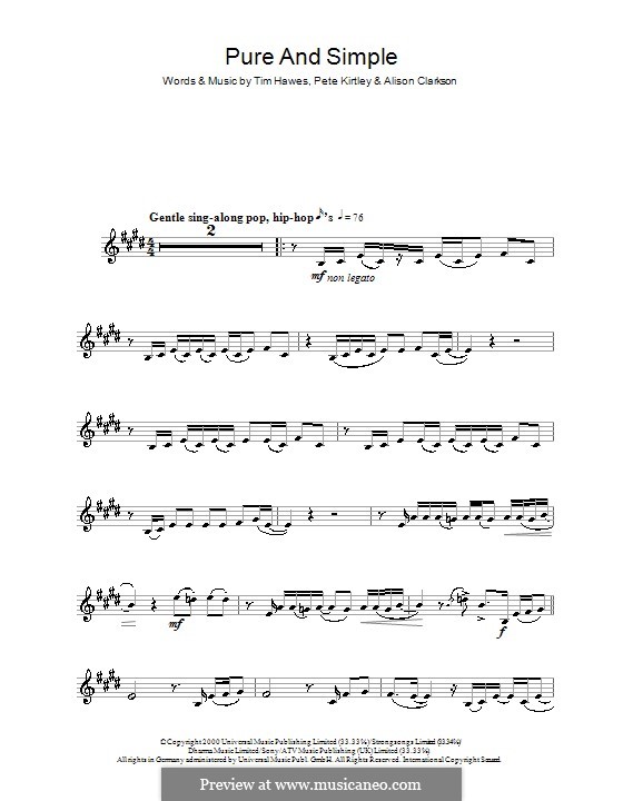 Pure and Simple (Hear'Say): For clarinet by Alison Clarkson, Pete Kirtley, Tim Hawes