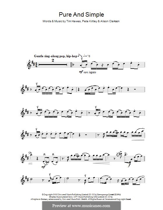 Pure and Simple (Hear'Say): For violin by Alison Clarkson, Pete Kirtley, Tim Hawes