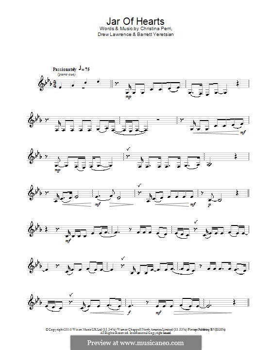 Jar of Hearts: For clarinet by Barrett Yeretsian, Christina Perri, Drew Lawrence