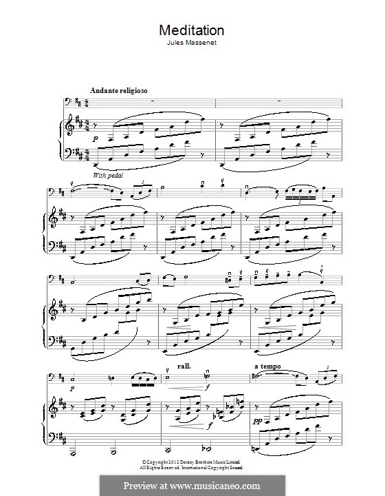 Meditation (printable scores): For cello by Jules Massenet