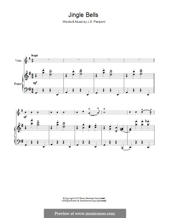 Two instruments version: For violin and piano by James Lord Pierpont