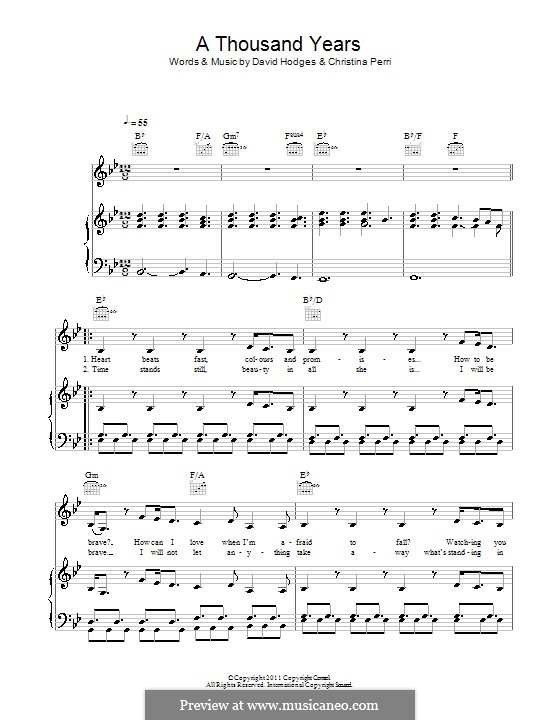 A Thousand Years By C Perri D Hodges Sheet Music On Musicaneo