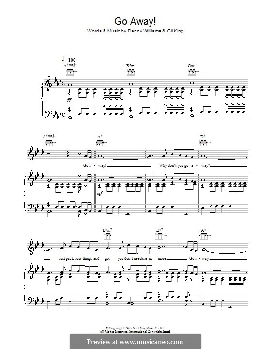 Go Away: For voice and piano (or guitar) by Danny Williams, Gil King