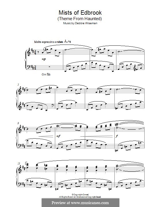 Mists of Edbrook (Theme from Haunted): For piano by Debbie Wiseman