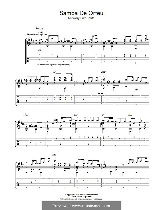 Samba de Orfeu: For guitar with tab by Luiz Bonfa