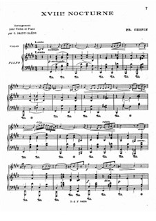 Nocturnes, Op.62: No.2, for violin and piano by Frédéric Chopin