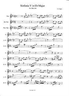 No.5 in E Flat Major, BWV 791: For flute trio – score, parts by Johann Sebastian Bach