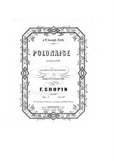 Introduction and Polonaise Brilliant in C Major, Op.3: Score for two performers, solo part by Frédéric Chopin