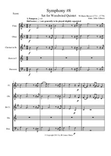 Symphony No.8: For woodwind quintet by William Boyce