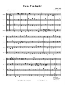 Jupiter: Theme, for four beginner cellos (cello quartet) by Gustav Holst