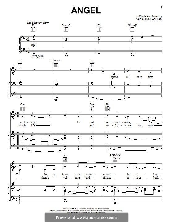 Angel: For voice and piano or guitar (Jackie Evancho) by Sarah McLachlan