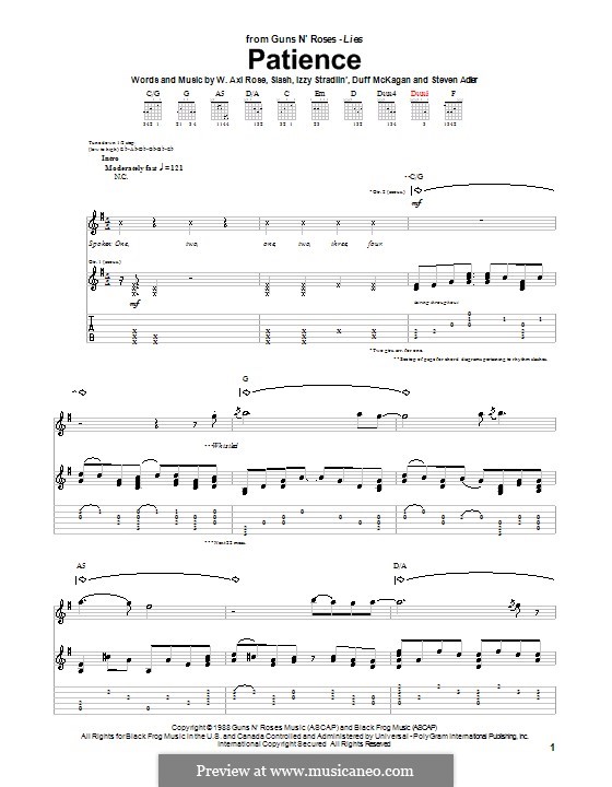 Guns N' Roses: Patience sheet music (fake book) (PDF-interactive)