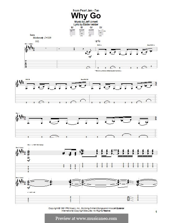 Why Go (Pearl Jam) by J. Ament sheet music on MusicaNeo