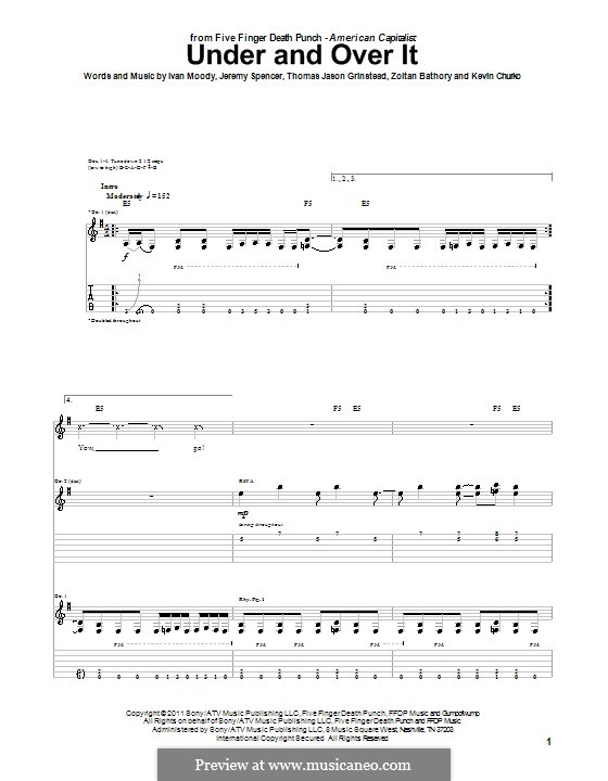 Under and Over It (Five Finger Death Punch): For guitar with tab by Ivan L. Moody, Jason Hook, Jeremy Spencer, Kevin Churko, Zoltán Bathory