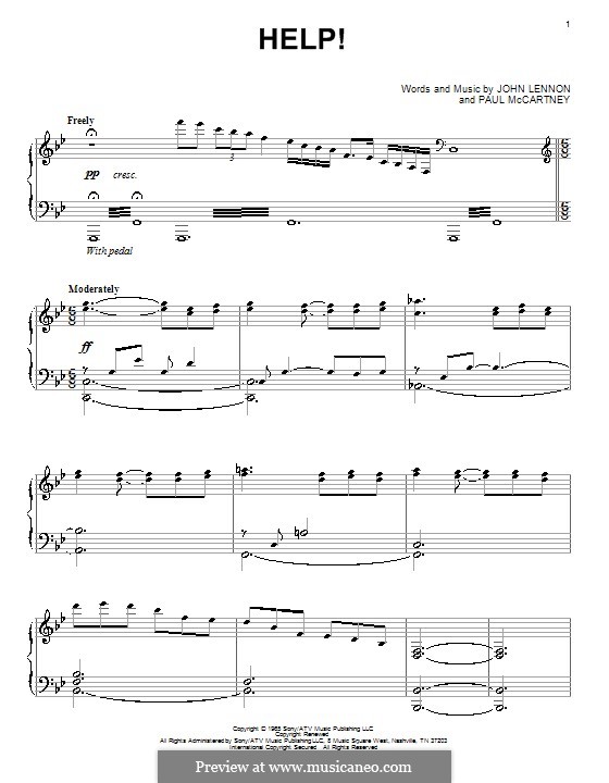 Help! (The Beatles): For piano (high quality sheet music) by John Lennon, Paul McCartney