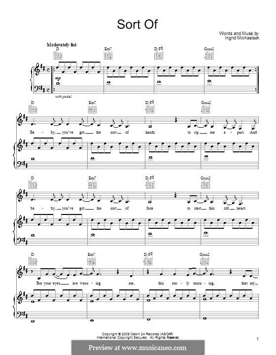 Sort Of: For voice and piano (or guitar) by Ingrid Michaelson