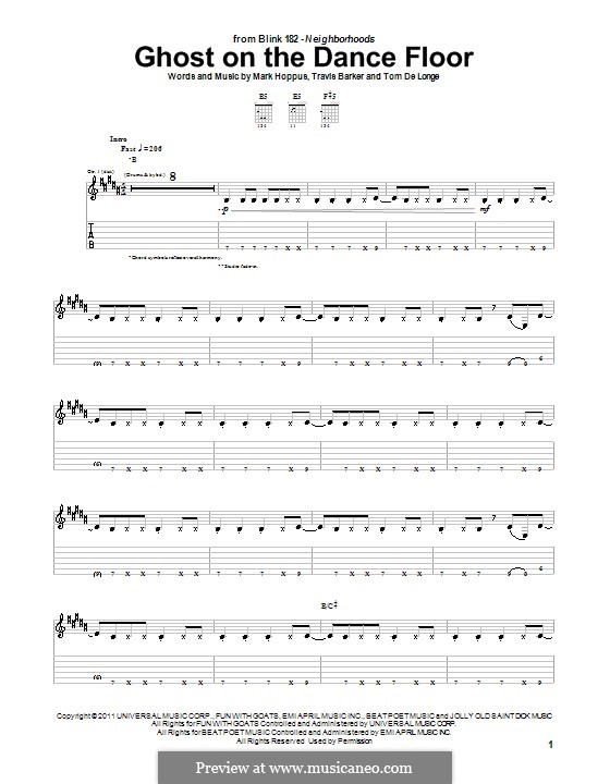Ghost on the Dance Floor (Blink-182): For guitar by Mark Hoppus, Travis Barker