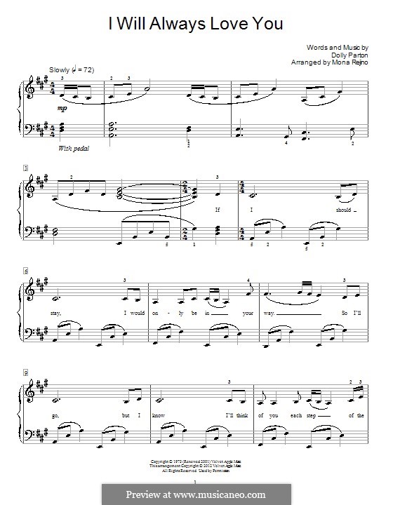 Piano version: For a single performer by Dolly Parton