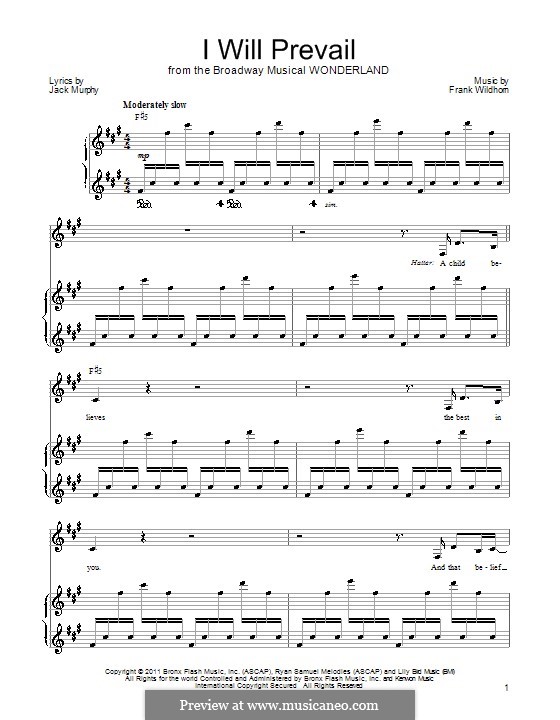 I Will Prevail: For voice and piano (or guitar) by Frank Wildhorn