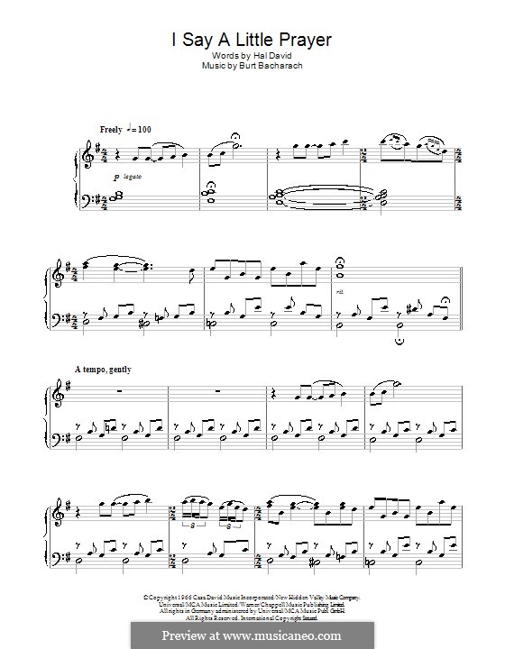 I Say a Little Prayer: For piano by Burt Bacharach