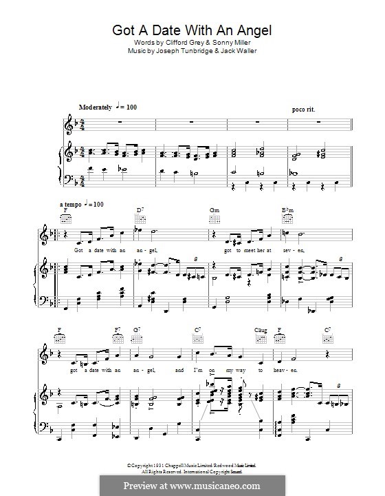Got a Date with an Angel (The Four Freshmen): For voice and piano (or guitar) by Jack Waller, Joseph Tunbridge