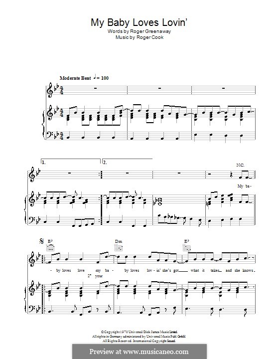 My Baby Loves Lovin' by R. Cook - sheet music on MusicaNeo
