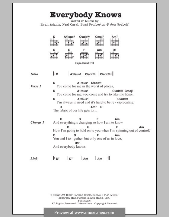 Everybody Knows by R. Adams, B. Pemberton, J. Graboff, N. Casal on