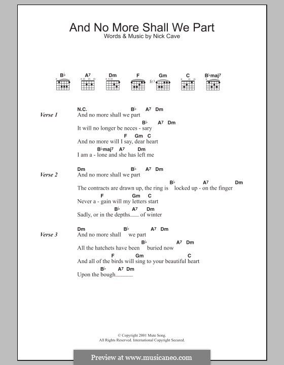 And No More Shall We Part: Lyrics and chords by Nick Cave