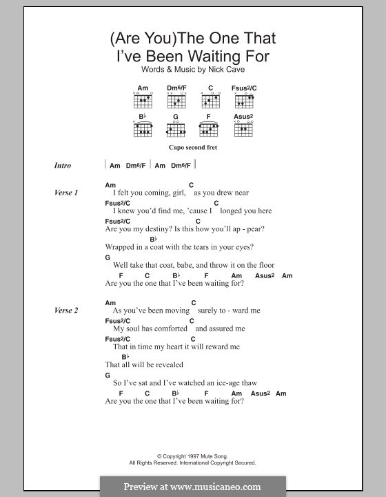(Are You) The One That I've Been Waiting for?: Lyrics and chords by Nick Cave