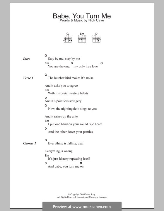 Babe You Turn Me On By N Cave Sheet Music On Musicaneo