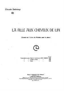 No.8 La fille aux cheveux de lin: For piano four hands by Claude Debussy