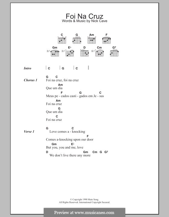 Foi na cruz: Lyrics and chords by Nick Cave