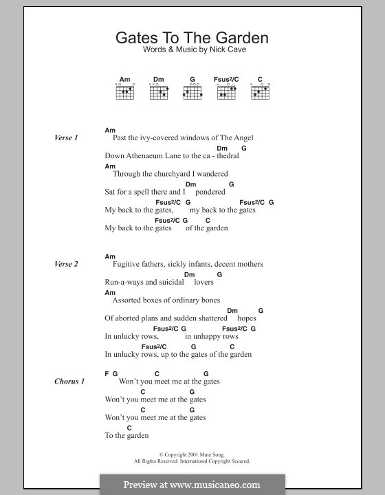 Gates to the Garden: Lyrics and chords by Nick Cave