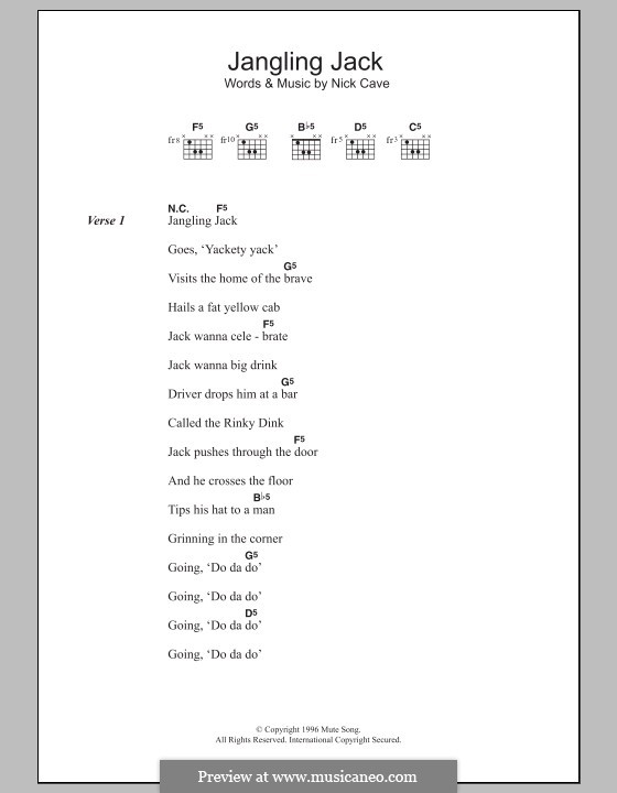 Jangling Jack: Lyrics and chords by Nick Cave