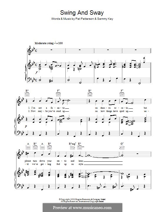 Swing and Sway: For voice and piano (or guitar) by Pat Patterson, Sammy Kaye