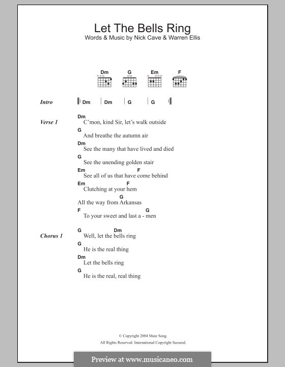 Let the Bells Ring : Lyrics and chords by Nick Cave, Warren Ellis