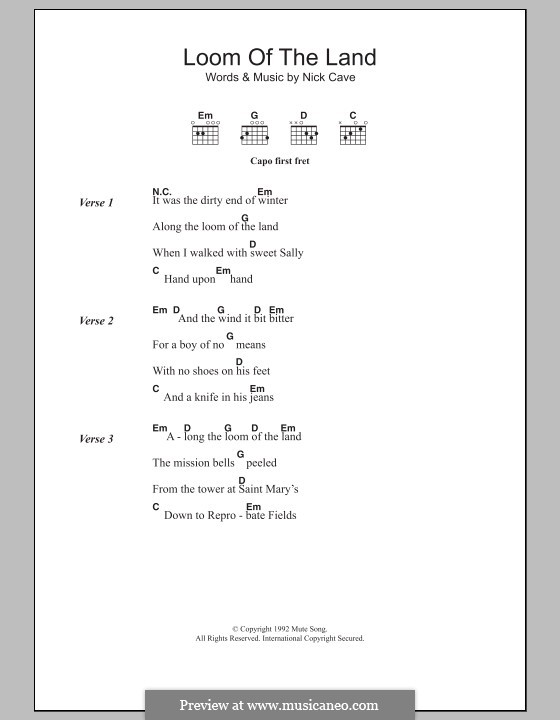 Loom of the Land by N. Cave sheet music on MusicaNeo
