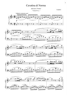 Casta diva, che inargenti: Piano-vocal score, with accompaniment track (orchestra) by Vincenzo Bellini