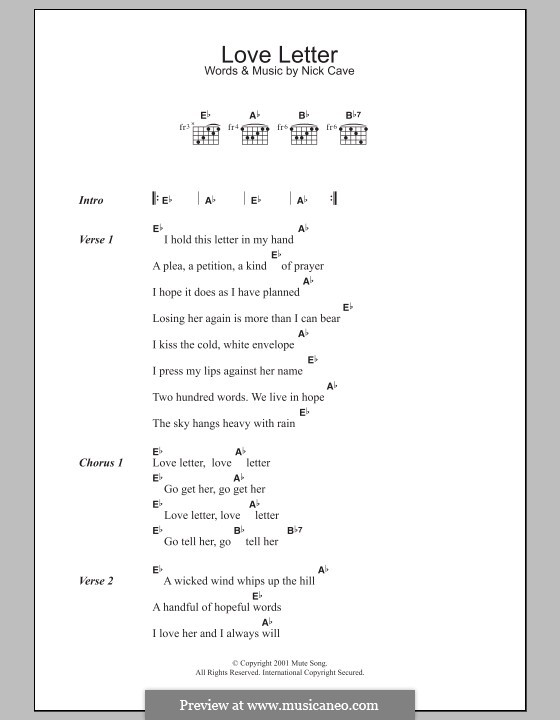 Love Letter by N. Cave sheet music on MusicaNeo