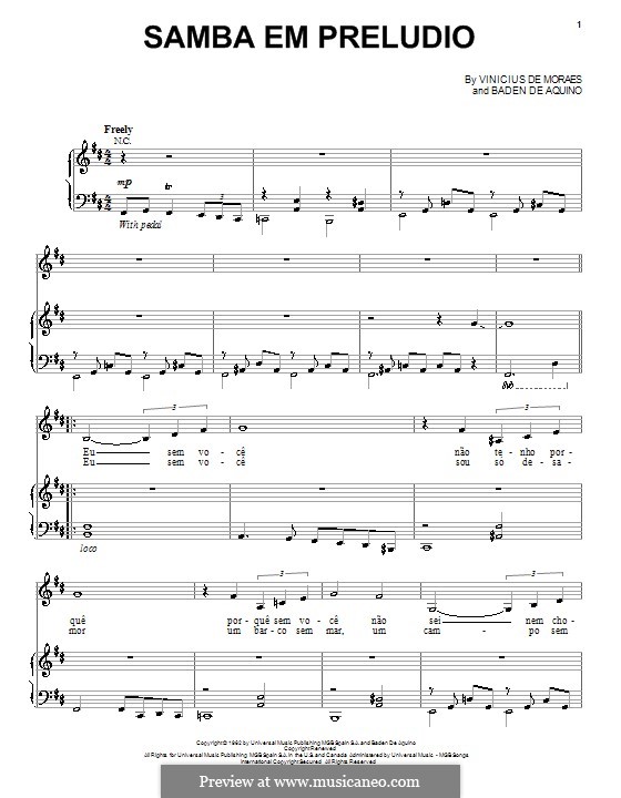 Samba em Preludio (Esperanza Spalding): For voice and piano by Baden De Aquino