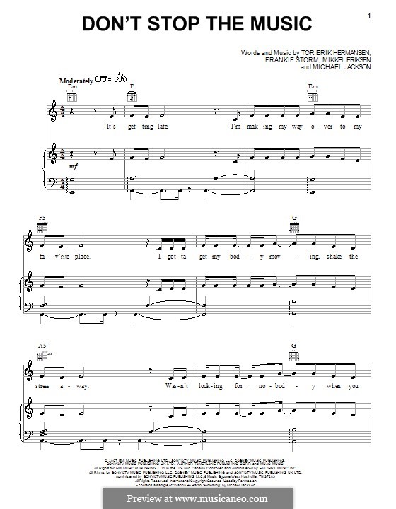 Don't Stop the Music: For voice and piano or guitar (Jamie Cullum) by Frankie Storm, Michael Jackson, Mikkel Storleer Eriksen, Tor Erik Hermansen