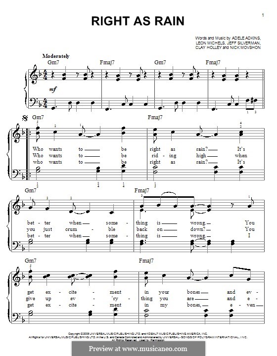 Right as Rain: For piano by Adele, Jeffrey Silverman, Leon Michels