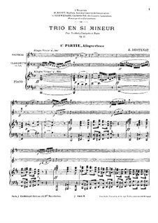 Trio for Oboe, Clarinet and Piano in B Minor, Op.27: Full score by Edouard Destenay