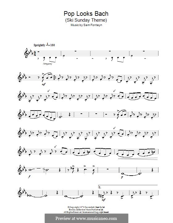 Ski Sunday Theme (Pop Looks Bach): For clarinet by Sam Fonteyn