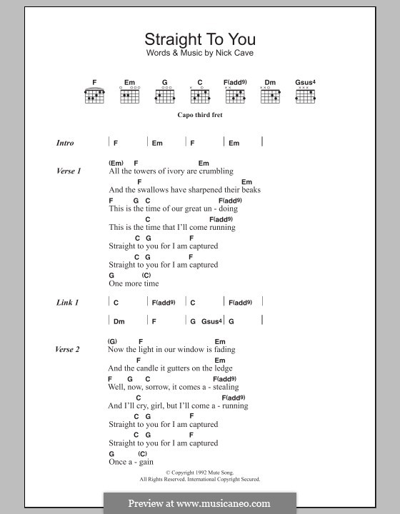 Straight to You: Lyrics and chords by Nick Cave