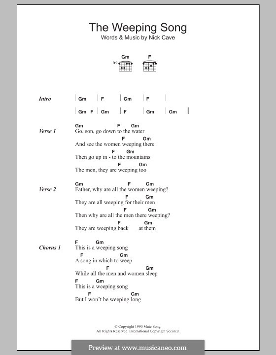 The Weeping Song: Lyrics and chords by Nick Cave