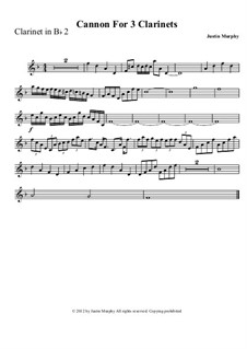Canon For 3 Clarinets: Clarinet II part by Justin Murphy