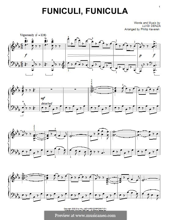 Funiculi, Funicula: For piano by Luigi Denza