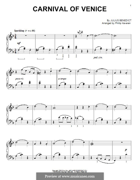 Carnival of Venice: For piano by Julius Benedict