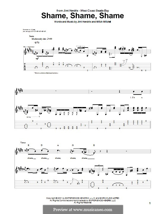 Shame, Shame, Shame by M. Mitchell sheet music on MusicaNeo